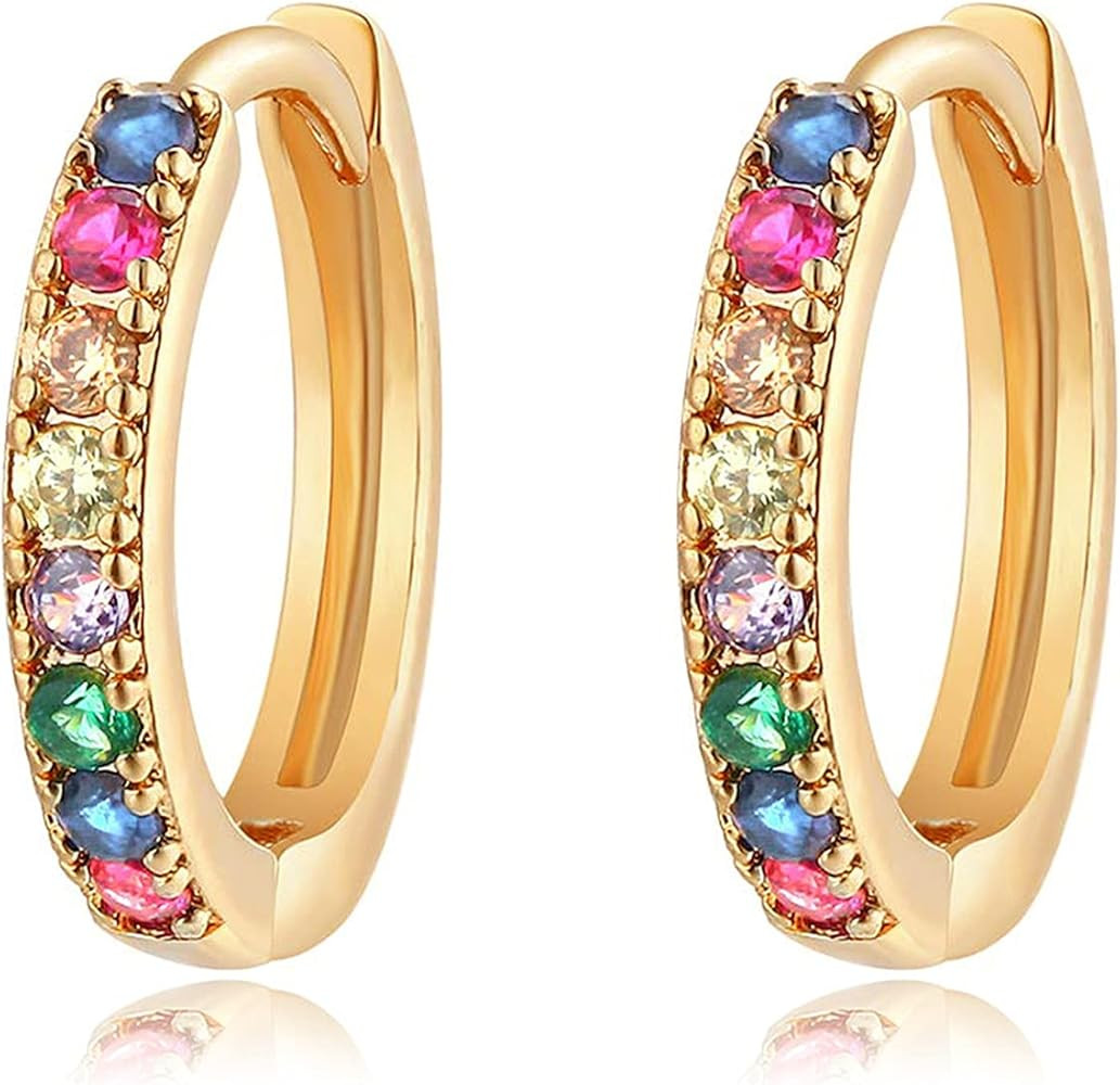 WEARON 14K Gold Plated Huggie Earrings for Women Personality Simplicity Hoop Earrings Hypoallerge... | Amazon (US)