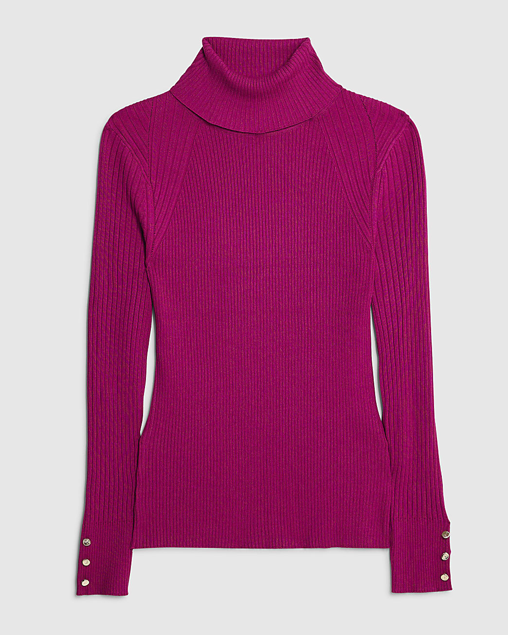 Pink Knit Ribbed Roll Neck Top | River Island UK & IE