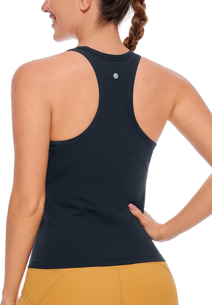 CRZ YOGA Butterluxe Womens Racerback Tank Top High Neck Workout Tops Athletic Sleeveless Top Cami... | Amazon (US)