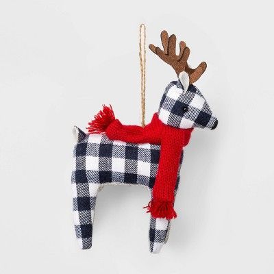 Fabric Deer Christmas Ornament Navy Check - Wondershop™ | Target
