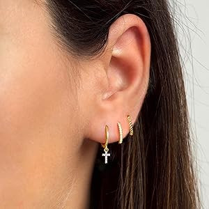 Stud Earrings for Women,Dainty Gold Earrings 14k Gold Plated Cartilage Earring Set Hypoallergenic... | Amazon (US)