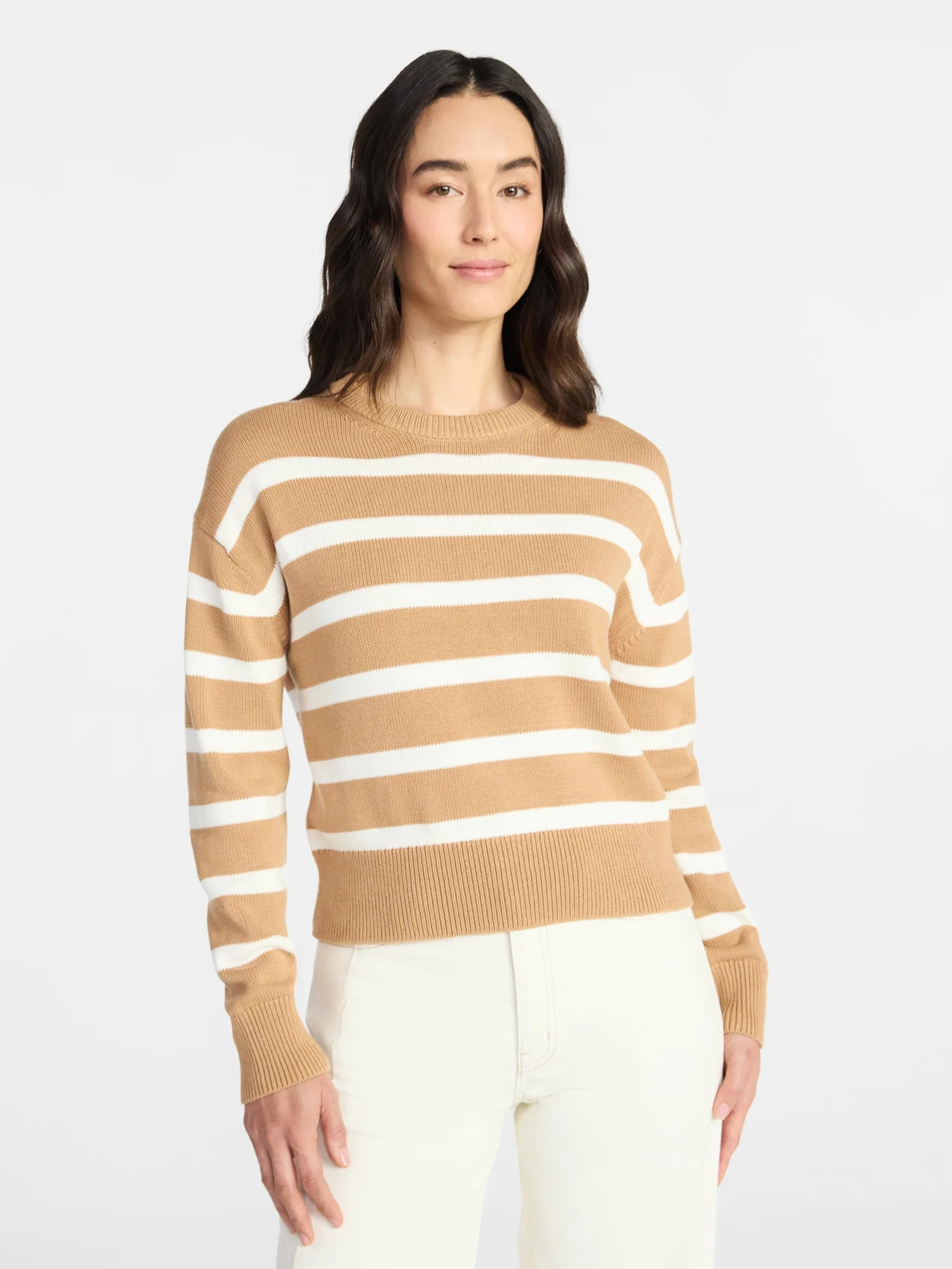 Time and Tru Women's Pullover Crewneck Sweater with Long Sleeves, Sizes XS-XXXL | Walmart (US)