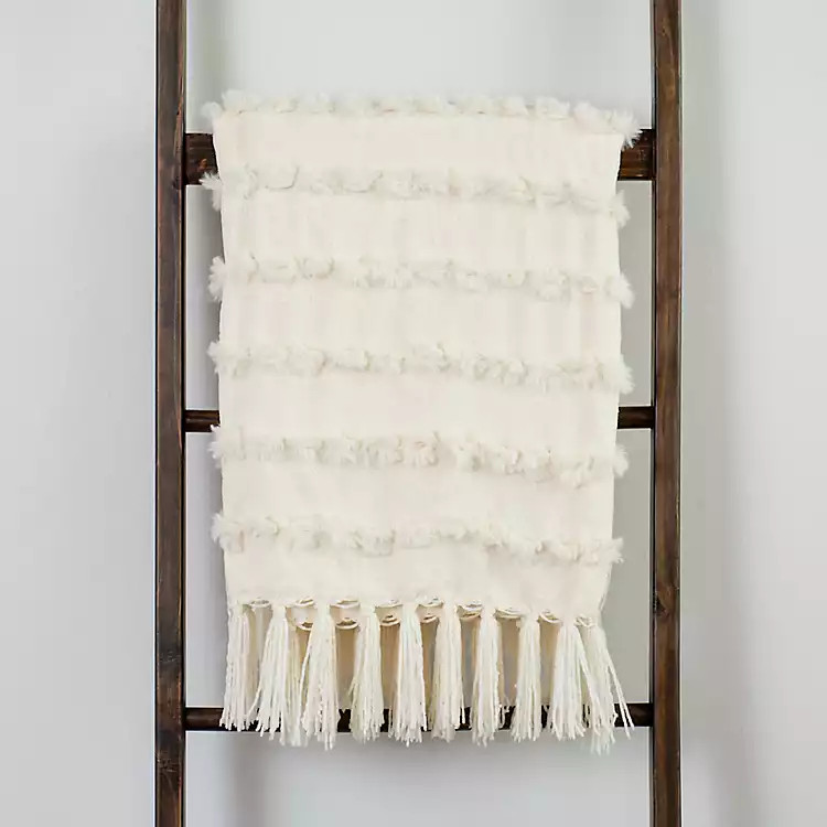 Mazie Ivory Chenille Throw | Kirkland's Home