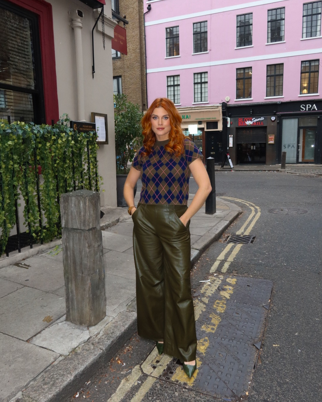 Vibes for 2026 - I am obsessed with this blue and khaki colour combo on this knit from Me & Em - khaki wide leg leather trousers are also from Me & Em but I’ve tagged some other more affordable options which are pretty similar ❤️ 

The khaki court heels are from Dune and the earrings are Soru! ⭐️