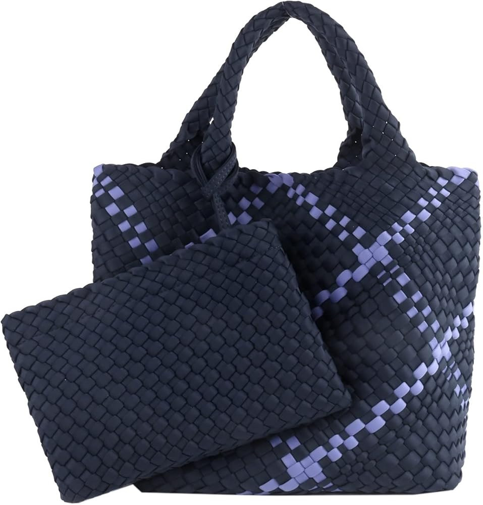 Woven Tote Bag + Purse Women Neoprene Tote Handbag Fashion Large Shoulder Top-Handle Travel Bag U... | Amazon (US)