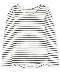 Girls Long Sleeve Striped Basic Layering Tee | The Children's Place | The Children's Place
