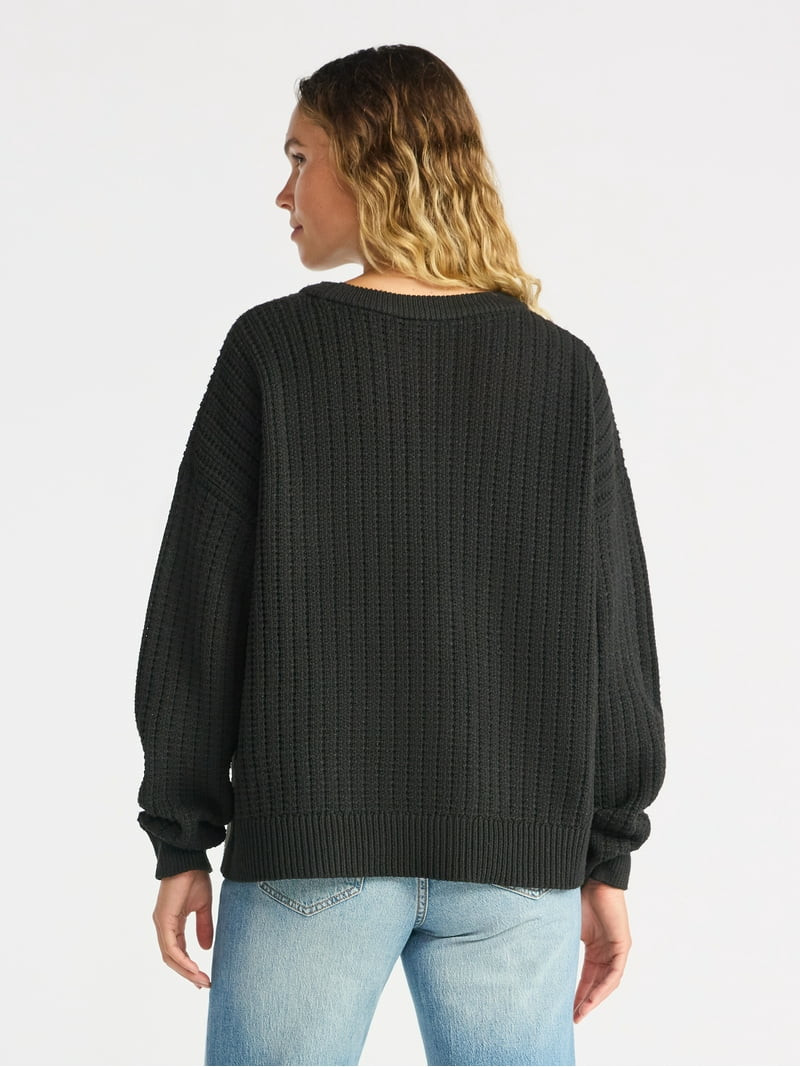 Time and Tru Women's and Women’s Plus Textured Stitch Sweater, Midweight, Sizes XS-4X | Walmart (US)