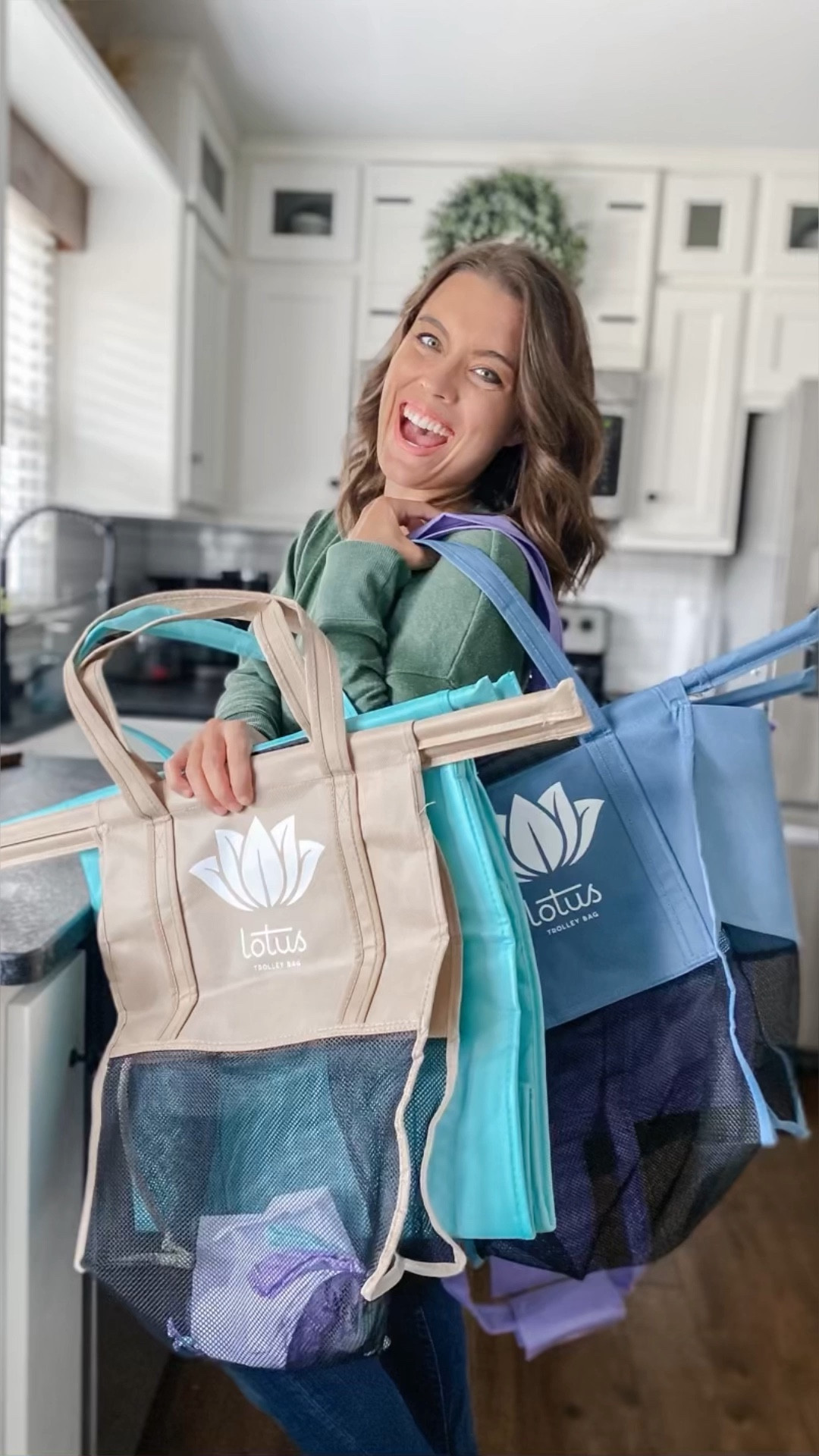 LOTUS TROLLEY GROCERY CART BAGS! 🛒

Yep, never going grocery shopping without these guys ever again! 🙌🏼

Lotus Trolley Bag Features: 
- egg and bottle pockets 
- insulated bag 
- machine-washable 
- sized for standard grocery carts 
- each bag holds 50lbs 

Lotus Produce Bag Features: 
- strong, durable mesh holds over 20lbs per bag 
- produce stays fresher longer 
- machine-washable hundreds of times 
- BPA-free and food safe 
- closure bead on each bag 

I highly recommend the Lotus Trolley grocery cart bags, reusable produce bags, and cart clip for busy parents—they're each an absolute gamechanger! These innovative products streamline the grocery shopping experience like I couldn't believe.

The grocery cart bags effortlessly fit perfectly in your shopping cart, making it easy to sort and pack your groceries as you shop. The set includes four durable, spacious bags each with specialized compartments for various items, like frozen foods, delicate items, and pantry staples. They also feature a sturdy construction and comfortable handles, making it easy to sort and pack your groceries as you shop.

The reusable produce bags are eco-friendly and come in various sizes to accommodate different types of produce. They are made from premium, BPA-free materials that keep your fruits and veggies fresh and are machine washable for easy maintenance. Any one else stay FAR AWAY from anything that says "hand wash"? 😅

The cart clip secures your phone, so you can check off your digital shopping list all while staying hands-free to navigate the store. Together, these items save time, reduce plastic waste, and simplify your shopping trips, making them a must-have for any busy parent. Because you. know, we don't have a spare second to waste! ⏱️

#LTKfindsunder50 #LTKhome #LTKfamily