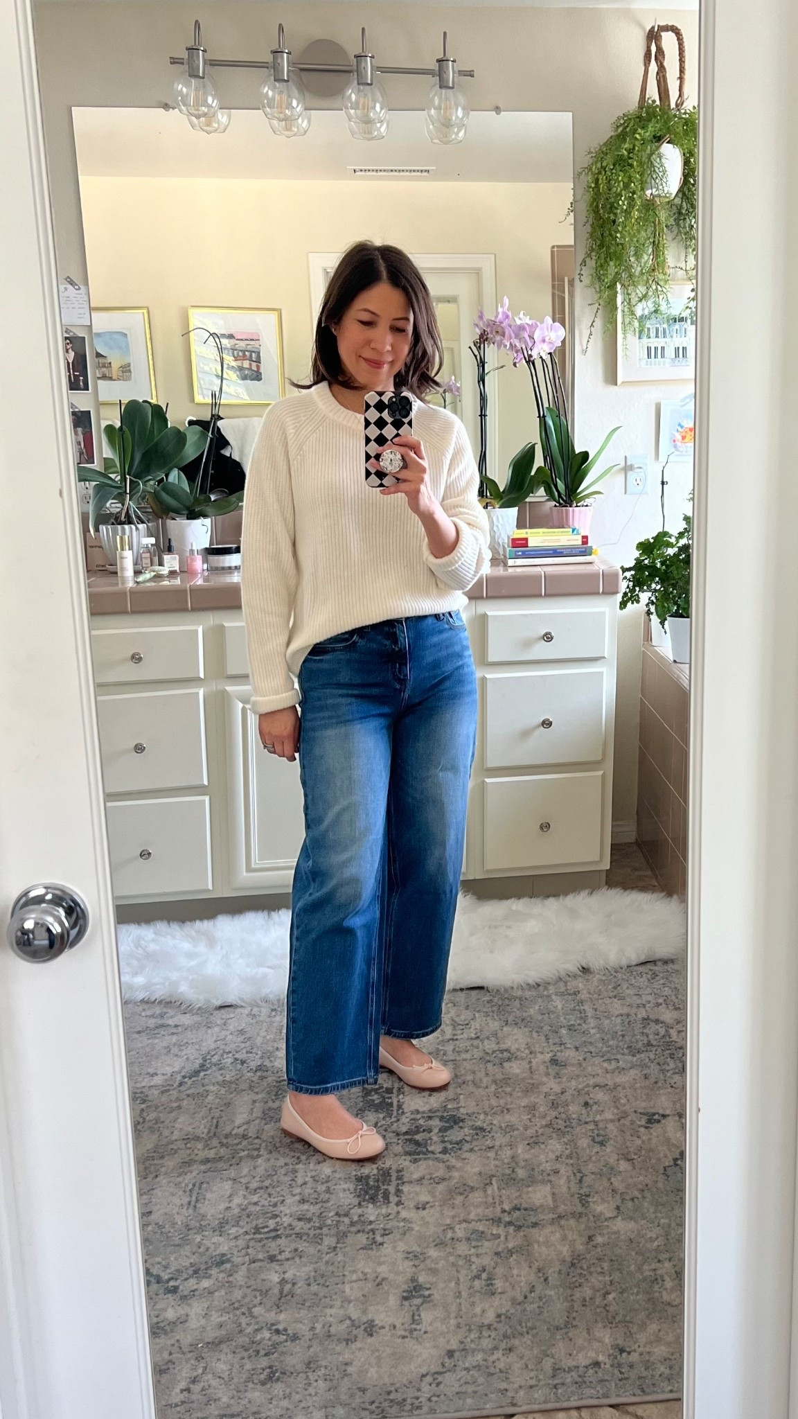 I’m trying the barrel jean trend for spring and truly appreciating the architecture it brings to a simple outfit.

The Quince Bella Stretch Barrel Jeans are high-waisted with a softly sculpted leg that tapers at the ankle: modern, flattering, and surprisingly easy to wear. I’ve paired them with the Quince Fisherman Crew Sweater in Ivory for that timeless, organic cotton texture we all love.

To soften the structure, I’m wearing the Thursday Boots Ballet Flats in pink feminine, elegant, and perfect for this transitional season.

It’s a wonderful reminder that you don’t need a whole new wardrobe to try a trend just one thoughtfully chosen piece.

Would you ever try the barrel jean trend?

Keep calm and remain classy. 💕

#TenItemWardrobe
#SpringStyle
#EffortlessElegance

#LTKOver40 #LTKmorningroutine #LTKdayinmylife