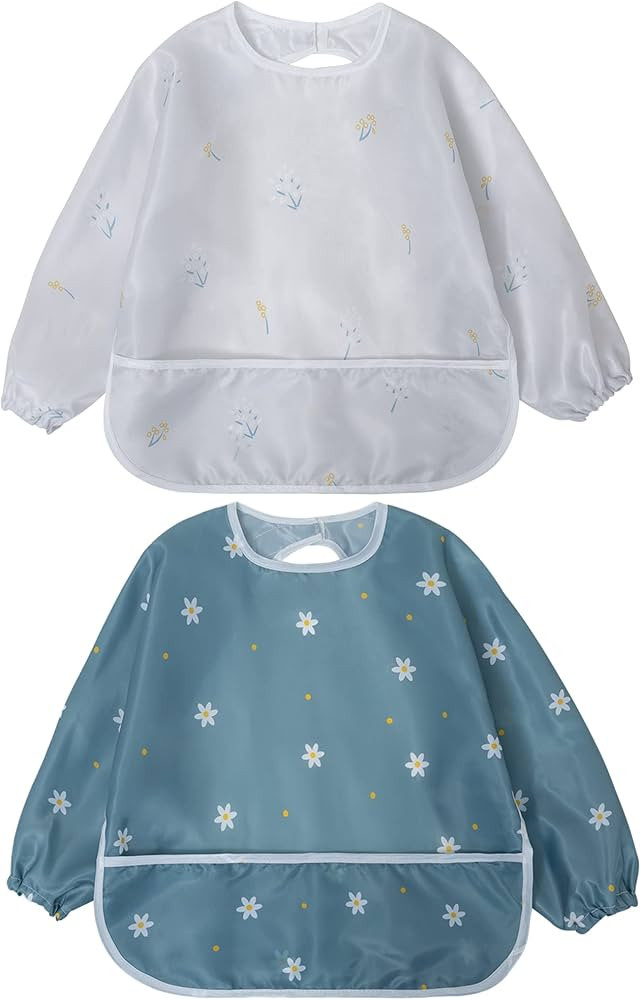 Little Dimsum Mess-Proof Baby Bibs|Infant Toddler Long Sleeve Waterproof Feeding Art Smock|Catchi... | Amazon (CA)
