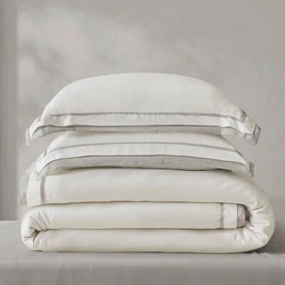 Luxury King/cal King Bedding Sets, 70% Rayon & 30% Linen, Modern White & Gray Design For Elegant Bedrooms | Wayfair North America