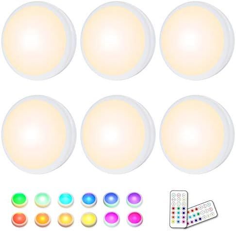Puck Lights, 16 Colors Changeable LED Puck lightings Battery Powered dimmable Under Cabinet Light... | Amazon (US)