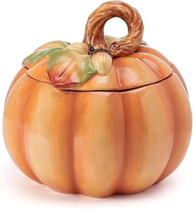Fitz and Floyd Fall Harvest Pumpkin Cookie Jar Ceramic Figurine, 8 inch | Amazon (US)