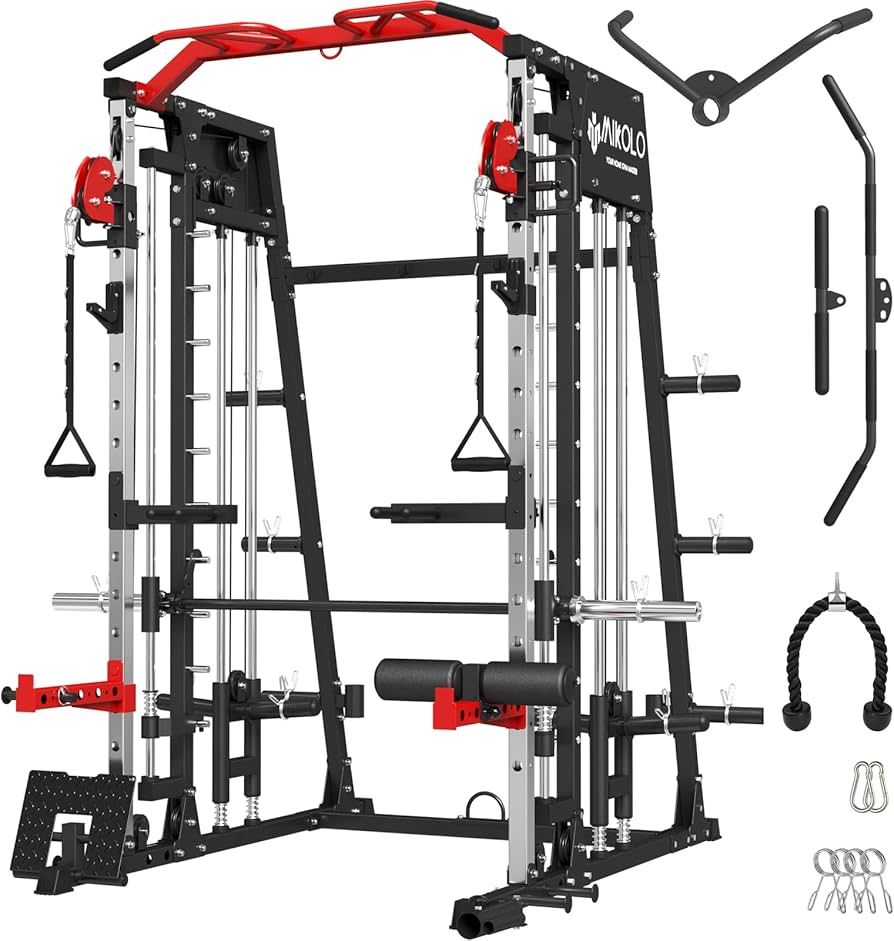 Mikolo Smith Machine, 2200lbs Squat Rack with LAT-Pull Down System & Cable Crossover Machine, Tra... | Amazon (US)