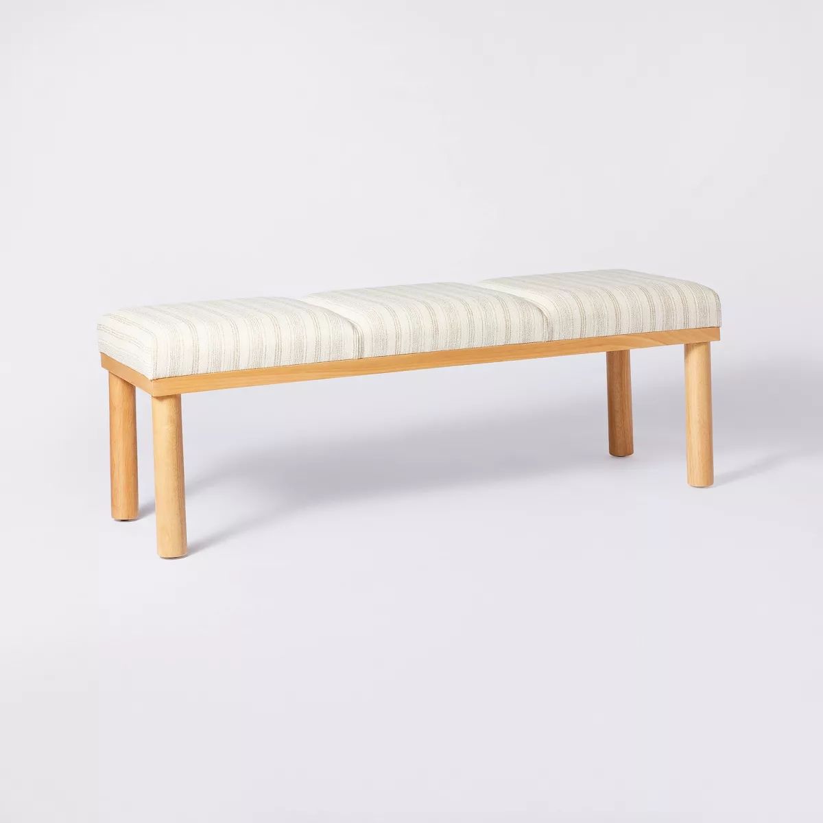 Scofield Channel Tufted Wood Leg Bench Neutral Stripe - Threshold™ designed with Studio McGee | Target