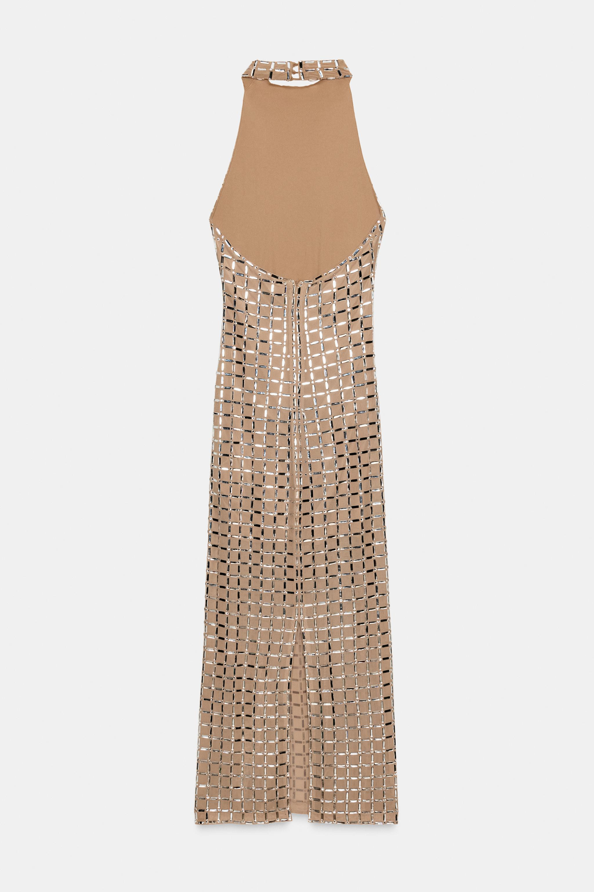 SPARKLY MESH HALTER MIDI DRESS | Zara UK
