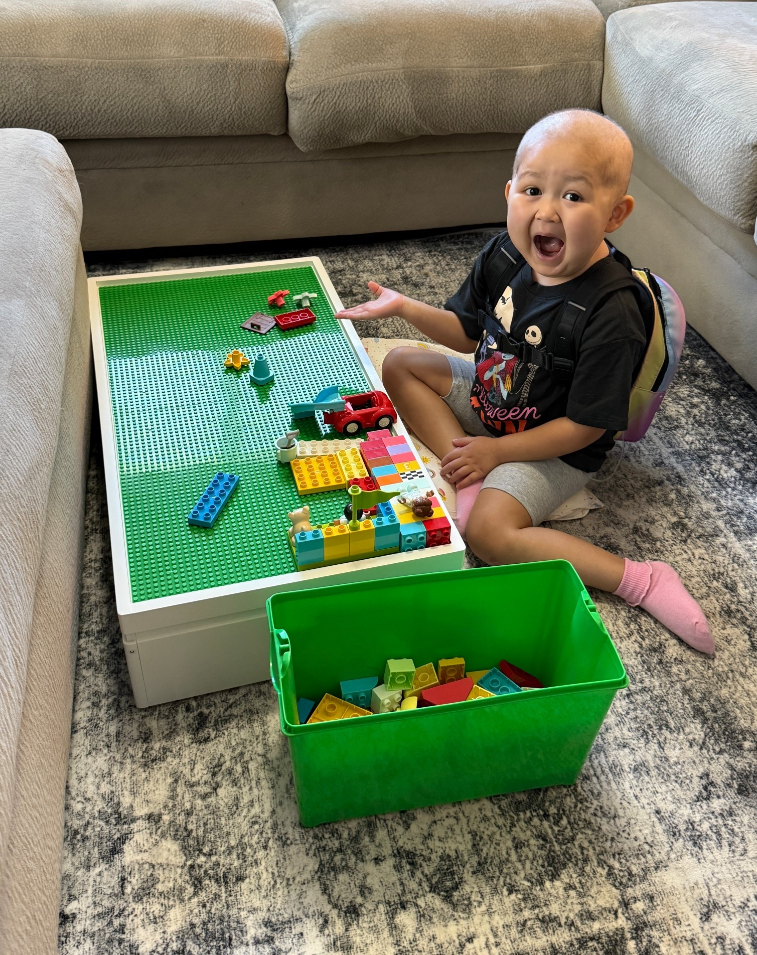 The coolest Lego table! Has wheels so you can roll it under a bed to store. There is also storage bins inside to hold Legos and toys. You can also flip the top over to play on a little race track! 🤩

#LTKFindsUnder100 #LTKHome #LTKKids