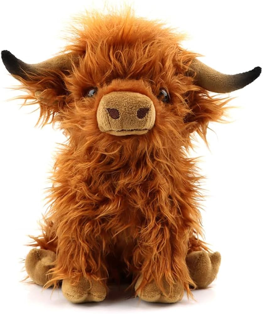 CYISONAL Highland Cow Stuffed Animals Plush Toy Fluffy Bull Animal Doll Soft Gift for Kids Boys G... | Amazon (US)