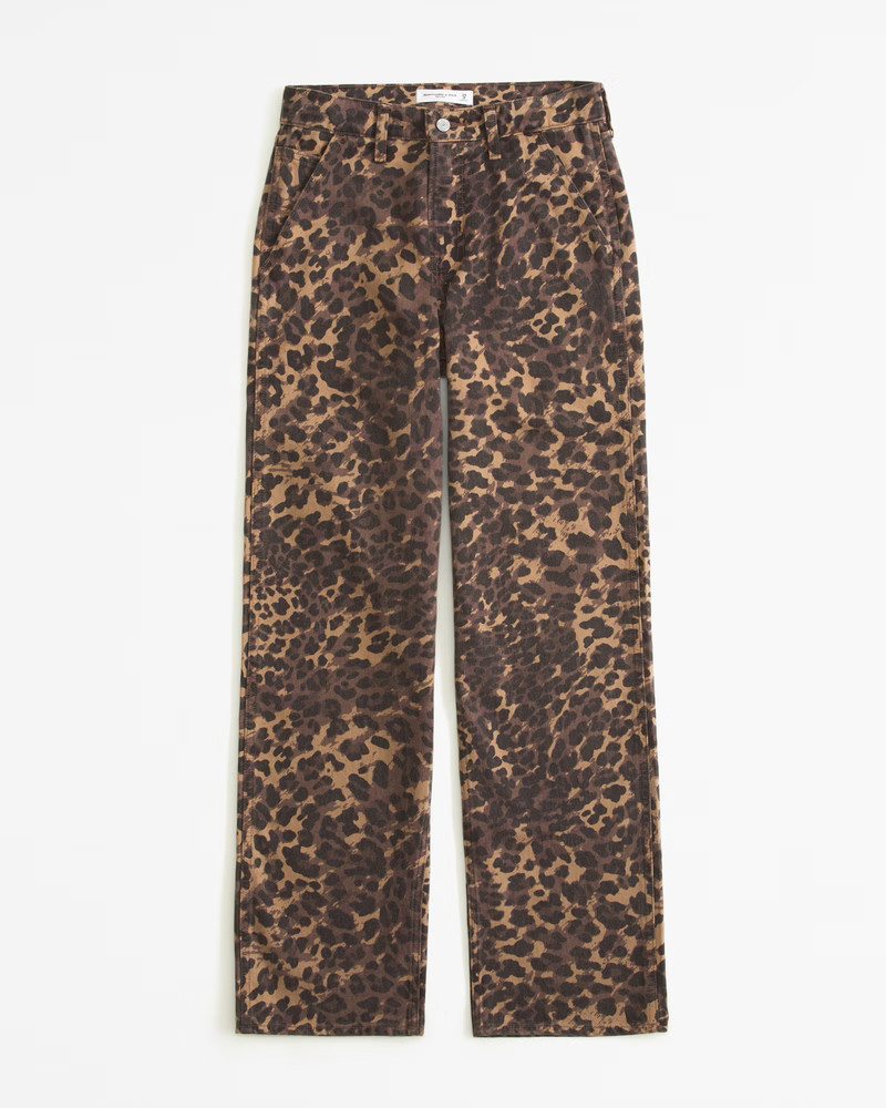Abercrombie & Fitch Women's Curve Love Mid Rise Slouchy Jean in Leopard - Size 31 | Abercrombie & Fitch (US)