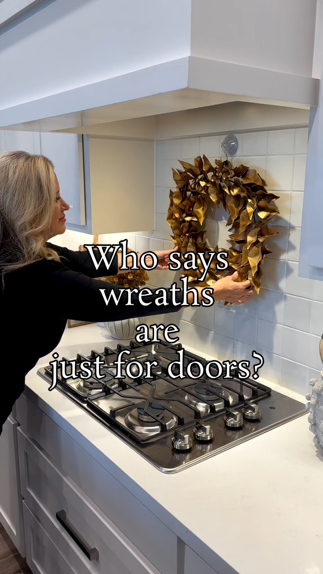 Who says wreaths are just for doors? 👀✨
I hung this beautiful metal wreath right over my stove, and it instantly made the kitchen feel warm, festive, and styled. It’s such a simple swap that adds high-end holiday charm without the fuss.

#LTKStyleTip #LTKHome #LTKSeasonal