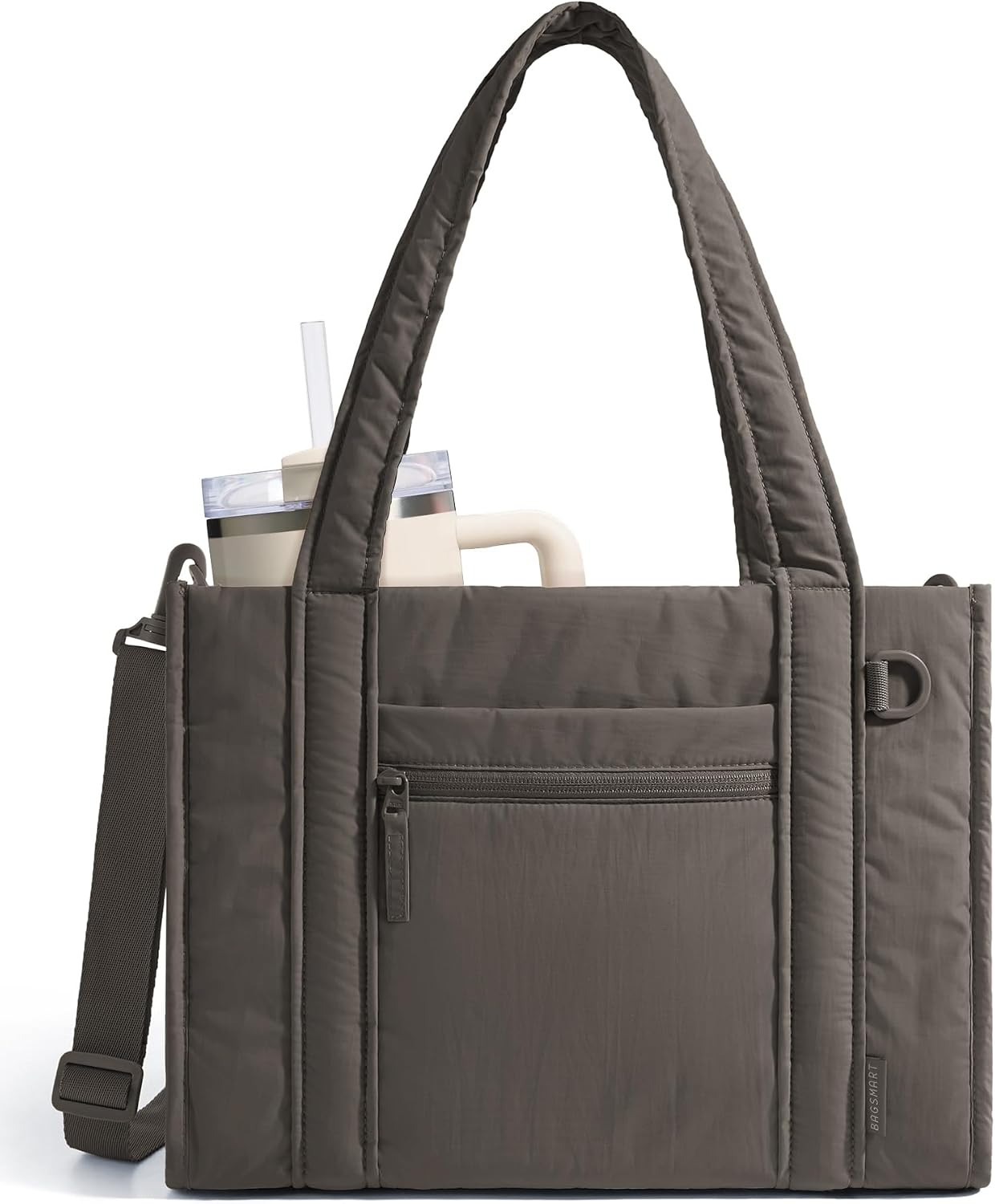 BAGSMART Boxy Tote Bag for Women, Crossbody Work Bag with Zipper | Amazon (US)
