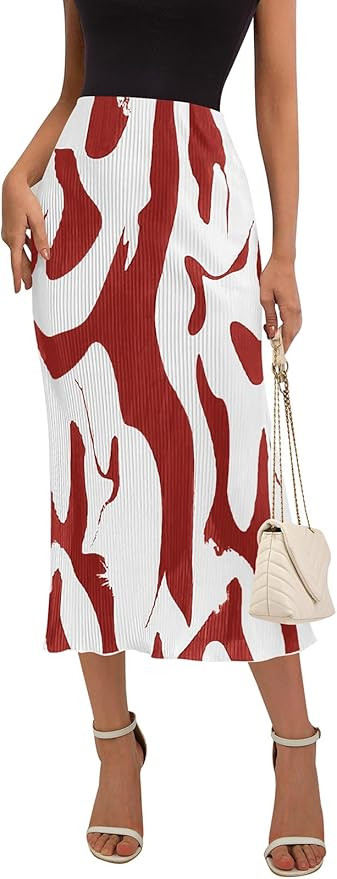 PRETTYGARDEN Women's 2024 Summer High Waist Graphic Print A Line Pleated Long Skirts for Women Tr... | Amazon (US)