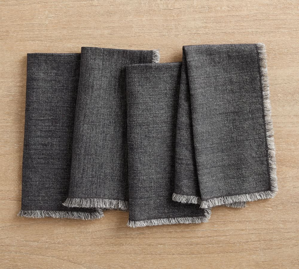 Frayed Oversized Linen Napkins - Set Of 4 | Pottery Barn (US)
