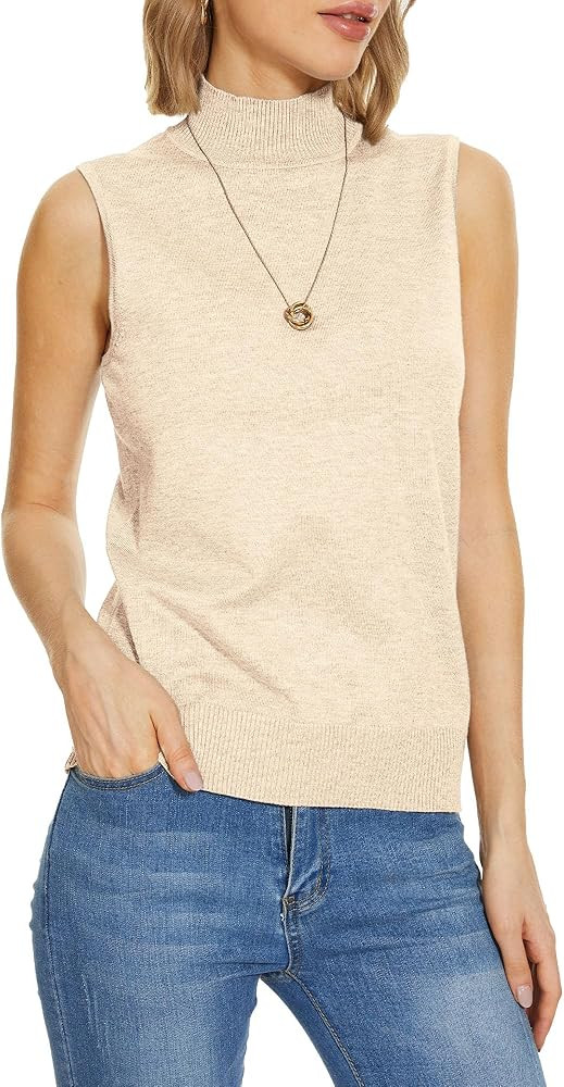 INKOFF Sleeveless Turtleneck Tops Women Mock Neck Sweaters | Amazon (US)