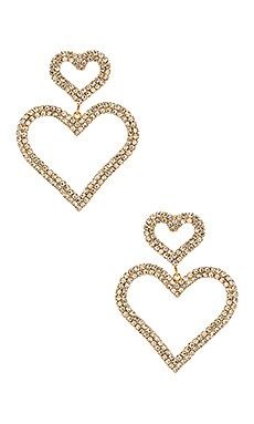 Ettika Double Heart Earrings in Gold from Revolve.com | Revolve Clothing (Global)
