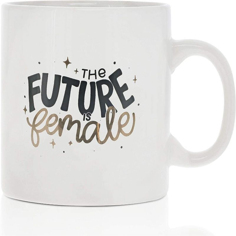 Okuna Outpost White Large Ceramic Coffee Mug Tea Cup, The Future Is Female (White, 16 oz) | Target
