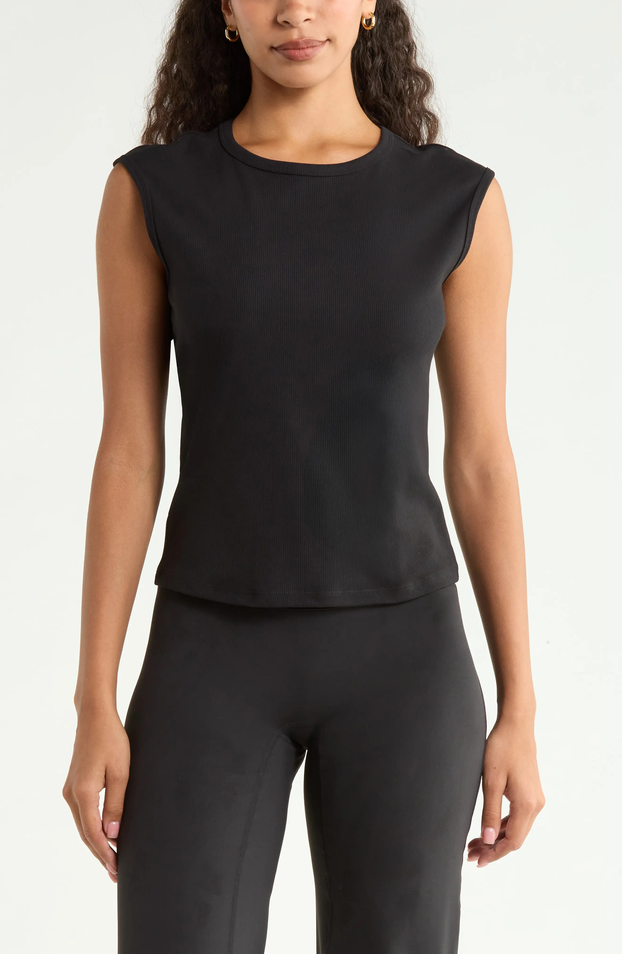 Zella Rib Crewneck Tank in Pink Carmine at Nordstrom, Size Large | Nordstrom