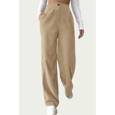 Women's HIGH-WAIST PLEATED CORDUROY PANTS - TREND SHOP L | Target