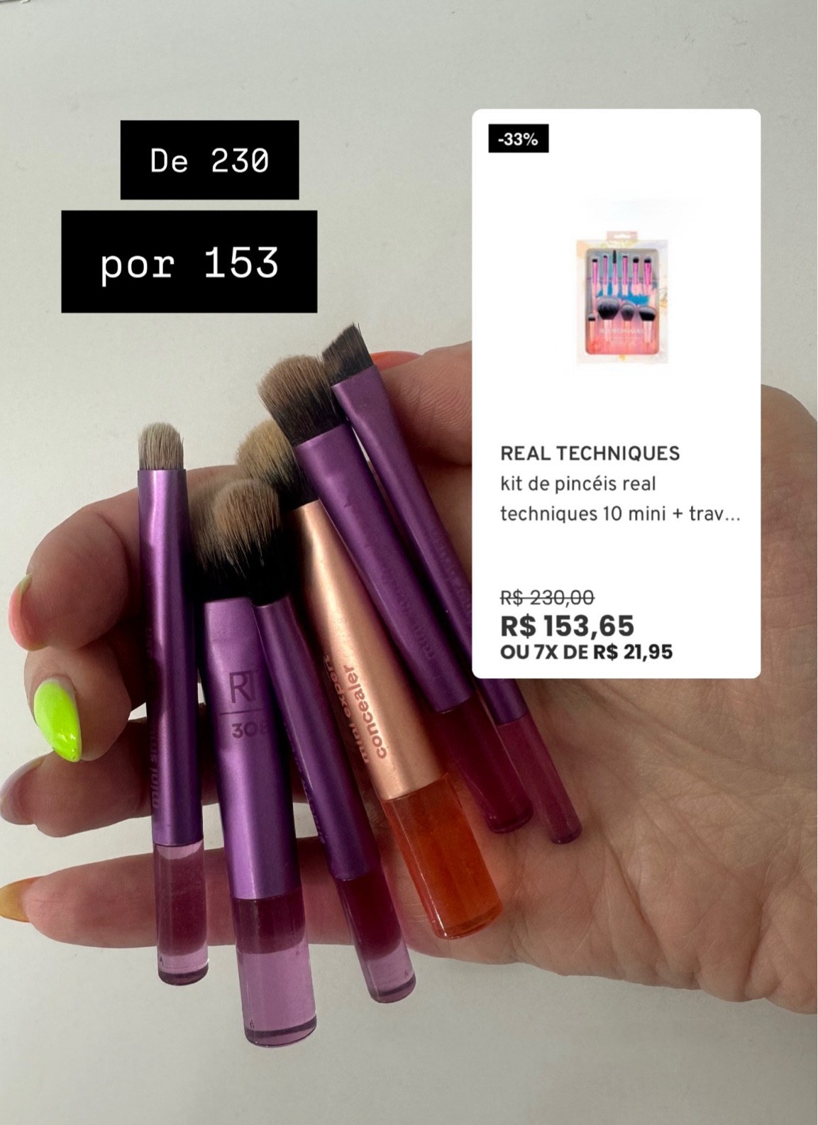 O kit de mini pinceis da Real Techniques vem com 10 pinceiszinhos e uma bolsa holográfica linda! Que preço ótimo na Sephora! #LTKBrasil #realtechniques #sephorabr #kitdepinceis #maquiagem