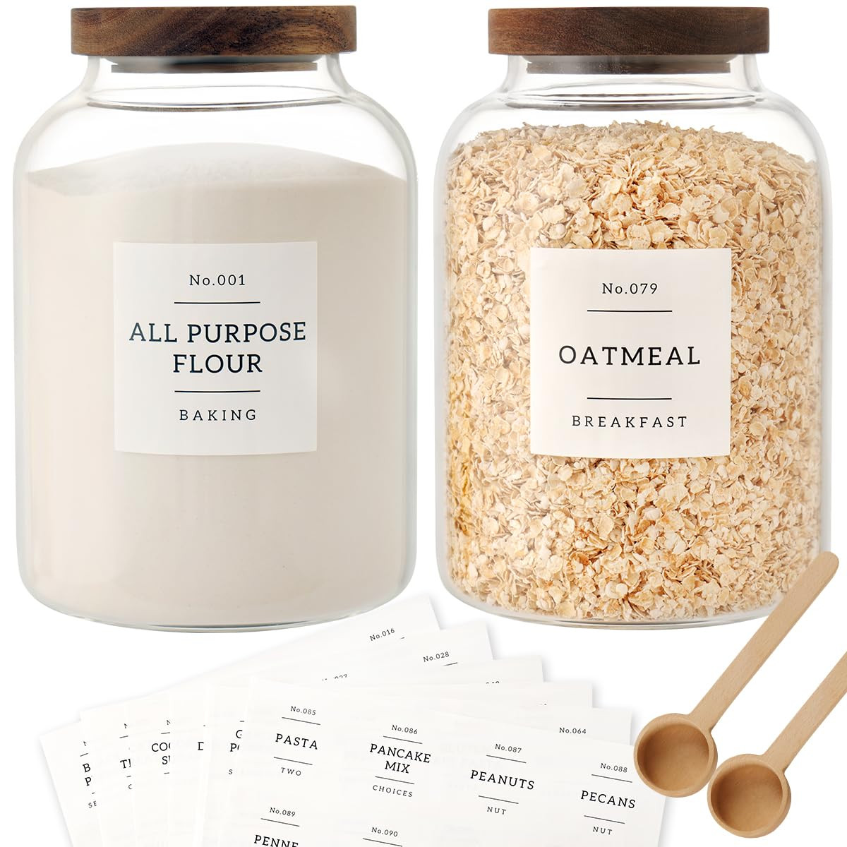 2 PCS Large Glass Jar with Airtight Lid, Glass Food Storage Jars for Tea,Spice,Cereal, Egg,Flour,... | Amazon (US)