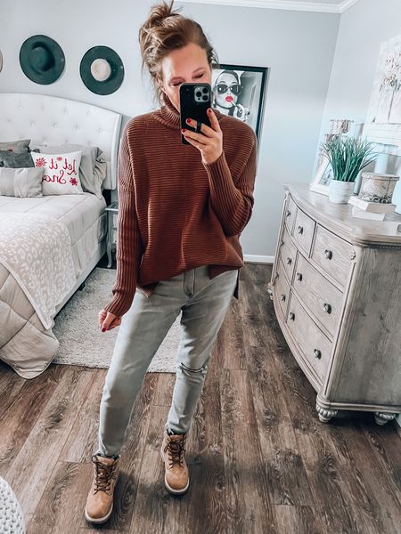I’m becoming obsessed with this lightweight turtleneck tunic ( on sale 32% off) to wear with jeans or leggings. Very comfy, relaxed fit but fits tts, comes in more colors. Styled with gray jeans from Express and on sale, fits tts and are very very soft!! Boots from Amazon, Best Sellers, more colors

Casual everyday outfit, casual thanksgiving outfit, sweaters, jeans, boots, weekend outfit, fall outfit, winter outfit, sale, Black Friday deals, Amazon fashion, Amazon best sellers, amazon finds, express sale

#LTKunder50 #LTKsalealert #LTKshoecrush
