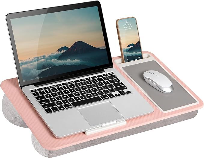 LAPGEAR Home Office Lap Desk with Device Ledge, Mouse Pad, and Phone Holder - Pink - Fits up to 1... | Amazon (US)