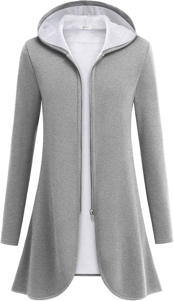Zeagoo Women's Long Zip Up Hoodie Lightweight Oversized Tunic Sweatshirt Open Front Cardigan Jack... | Amazon (US)