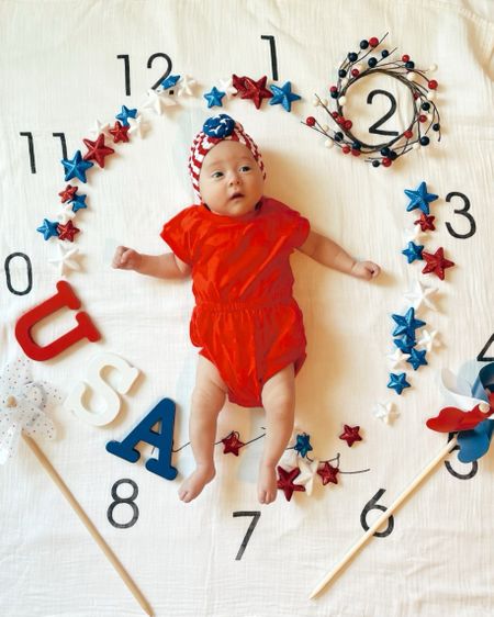 Fourth of July 2 month old Baby Milestone Set-up 

#LTKBaby #LTKSeasonal