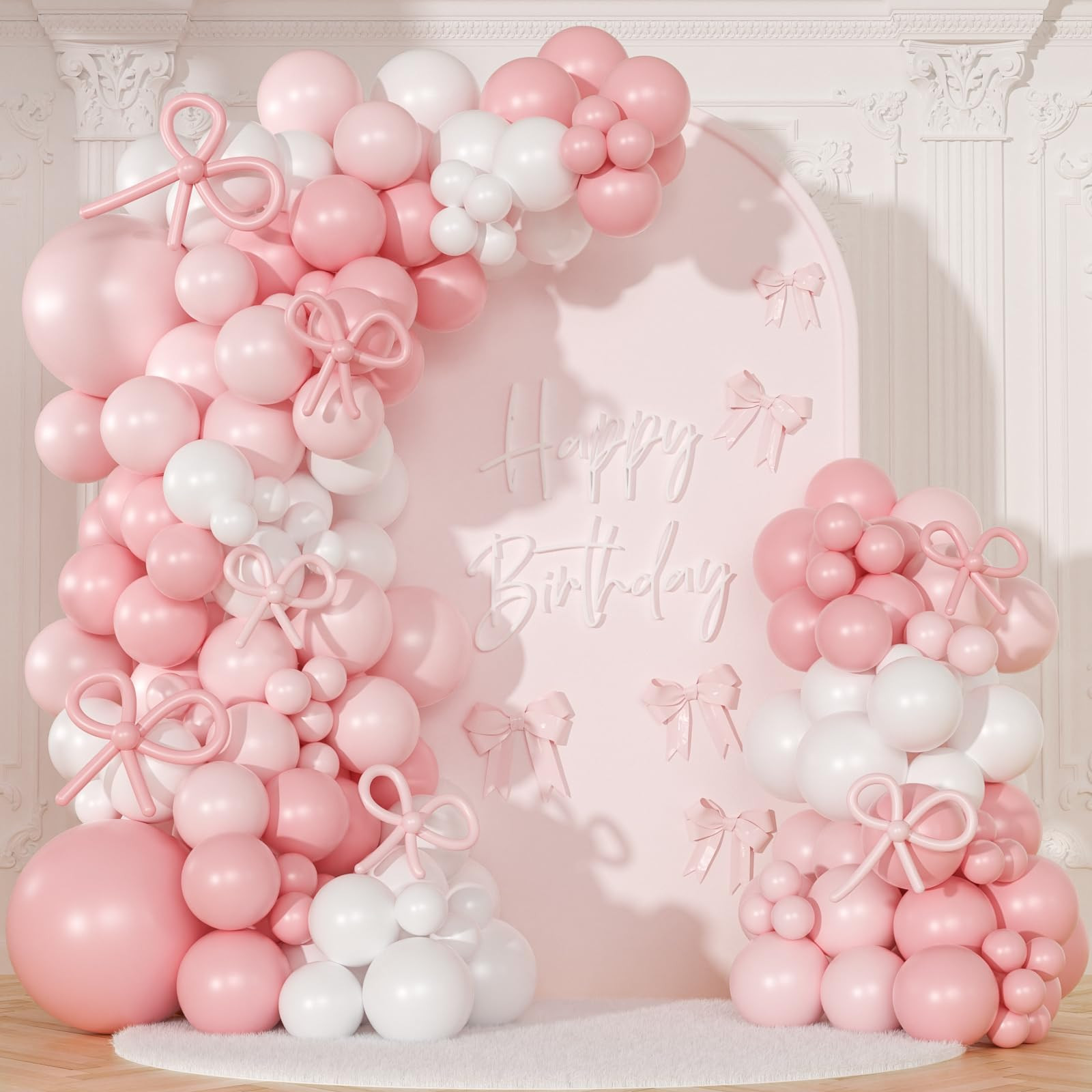 Coquette Birthday Decorations 145 Pcs Pink and White Balloon Garland Arch Kit Include Light Pink ... | Amazon (US)
