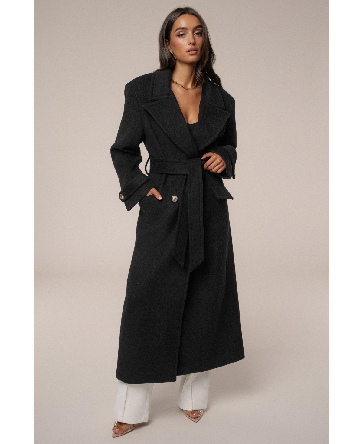 Jluxlabel Women's Empire Longline Coat - Black | Macy's
