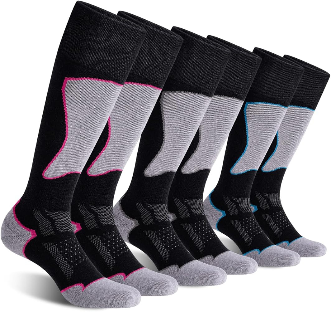2/3 Pack Women's Ski Socks for Skiing Snowboarding Warm Winter Thermal Socks | Amazon (US)