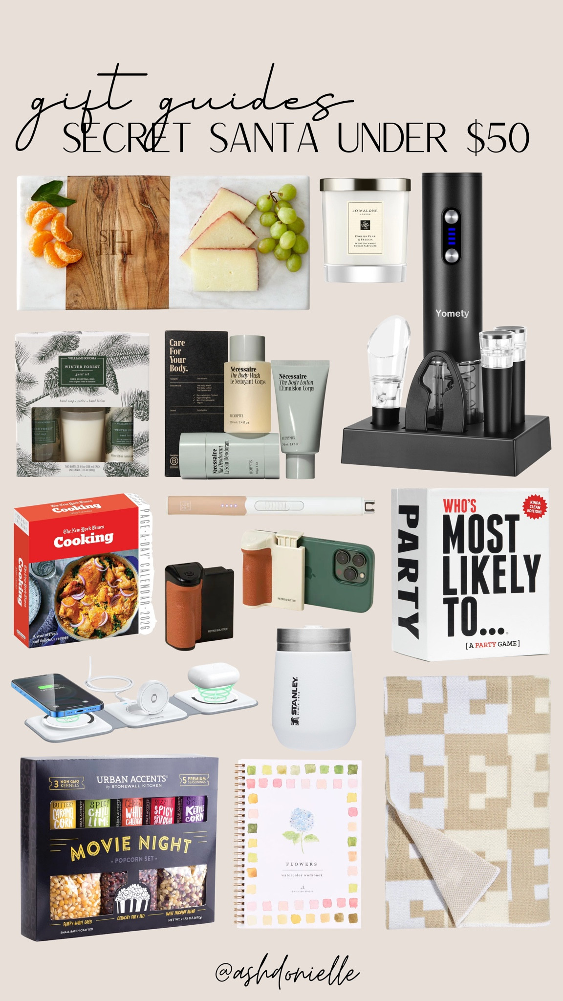 Secret Santa Gifts Under $50

Secret Santa gift ideas
Coworker gifts
Under $50 gifts
Stocking stuffers
Funny office gifts
Personalized mini gifts
Cozy desk essentials
Holiday gag gifts
Small luxury treats
Easy last-minute gifts

#LTKGiftGuide #LTKHoliday #LTKSeasonal