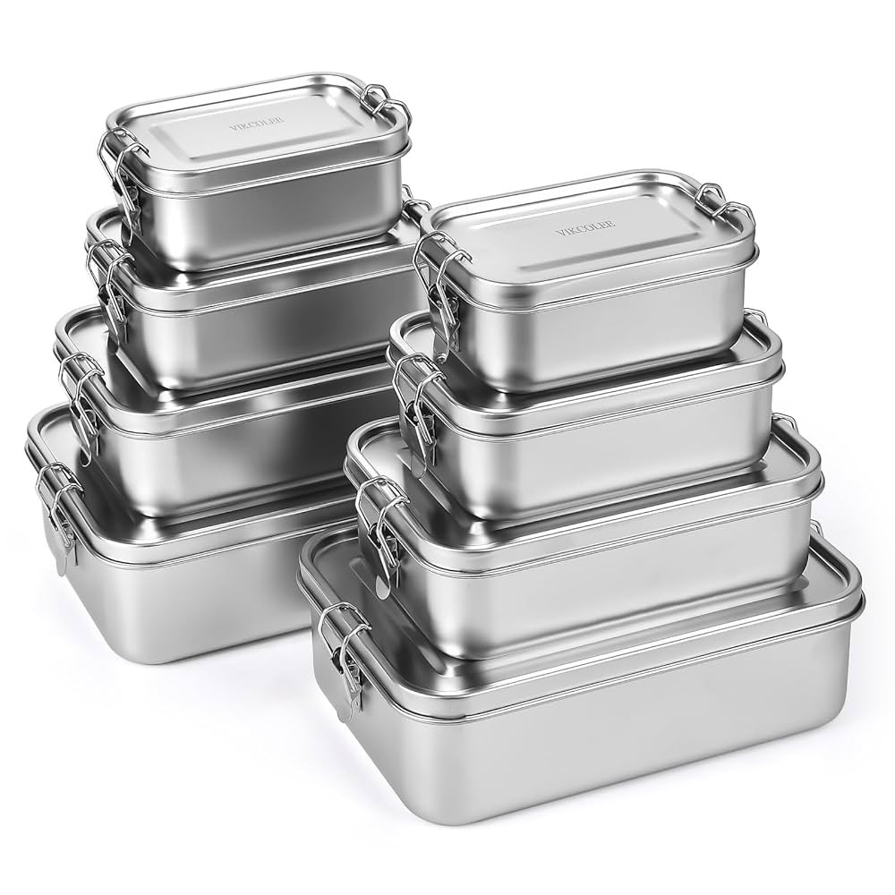 VIKCOLEE Stainless Steel Lunch Box, Metal Bento Box, Metal Lunch Box, Stainless Steel Food Contai... | Amazon (CA)