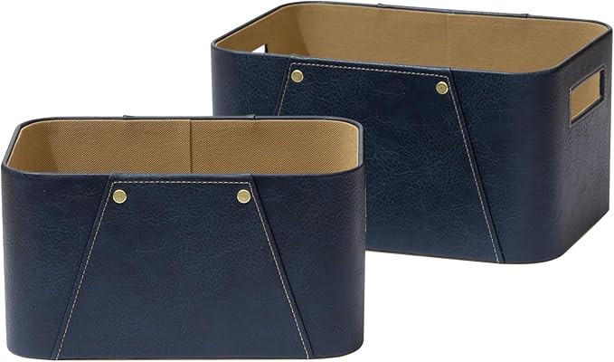 La Jolie Maison Storage Baskets for Organizing, 2 Pack, Luxury Vegan Leather Storage Cube Boxes f... | Amazon (US)