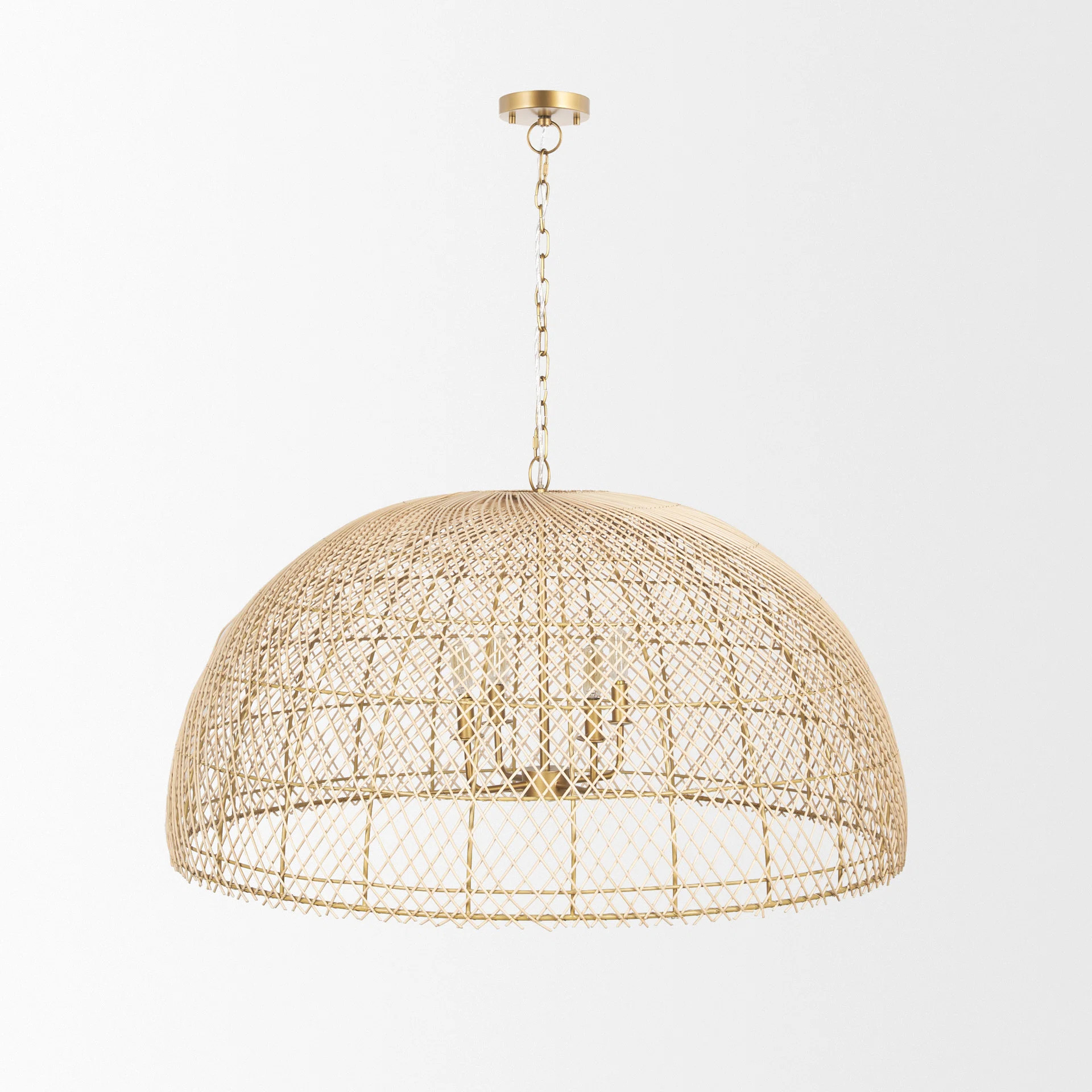 Thad Is A 4-Light Dome Chandelier With A Delicately Woven Rattan Shade And A Gold Finished Metal Frame And Chain. | Wayfair North America