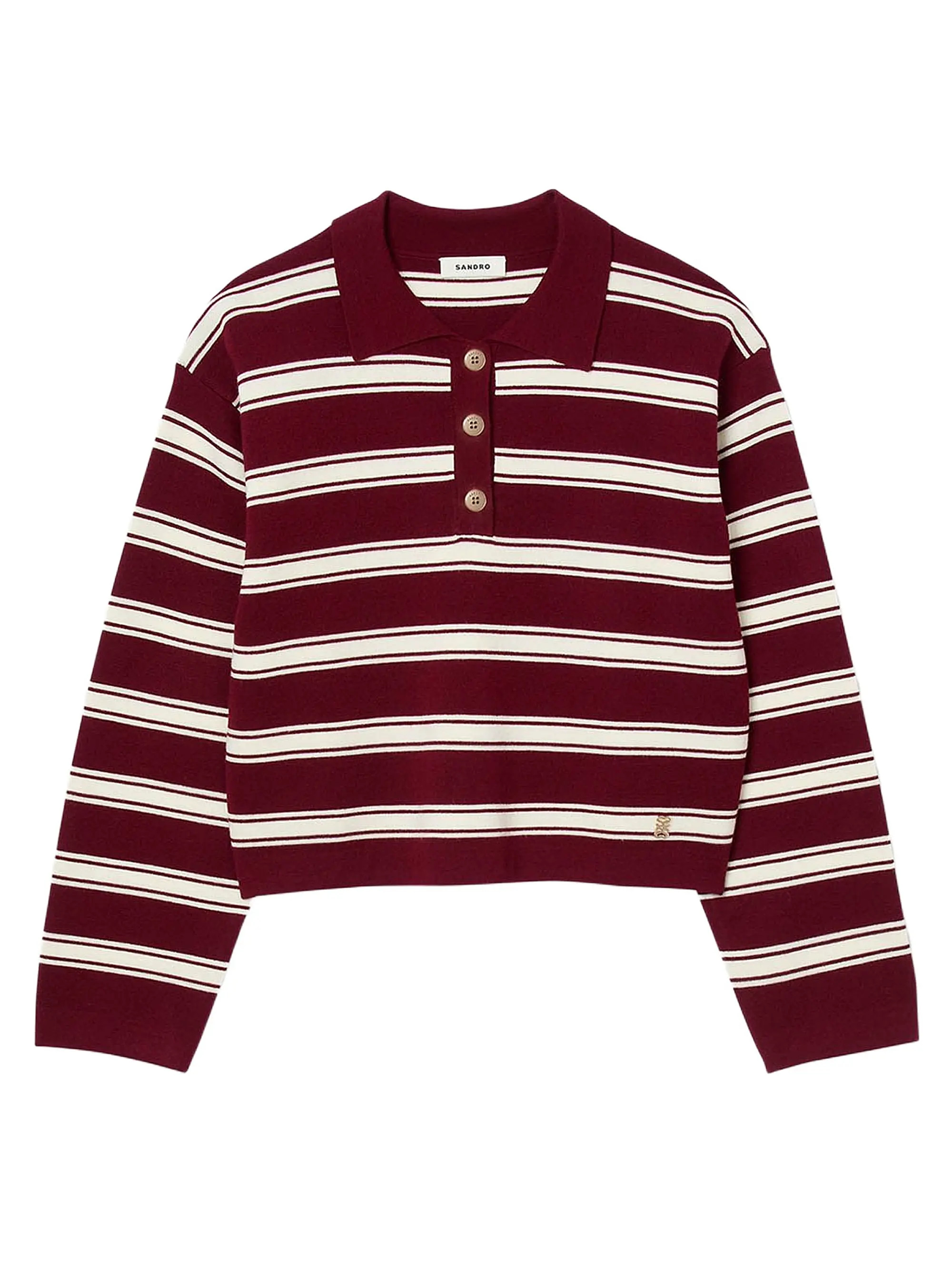Sandro Striped Polo Sweater | Saks Fifth Avenue | Saks Fifth Avenue