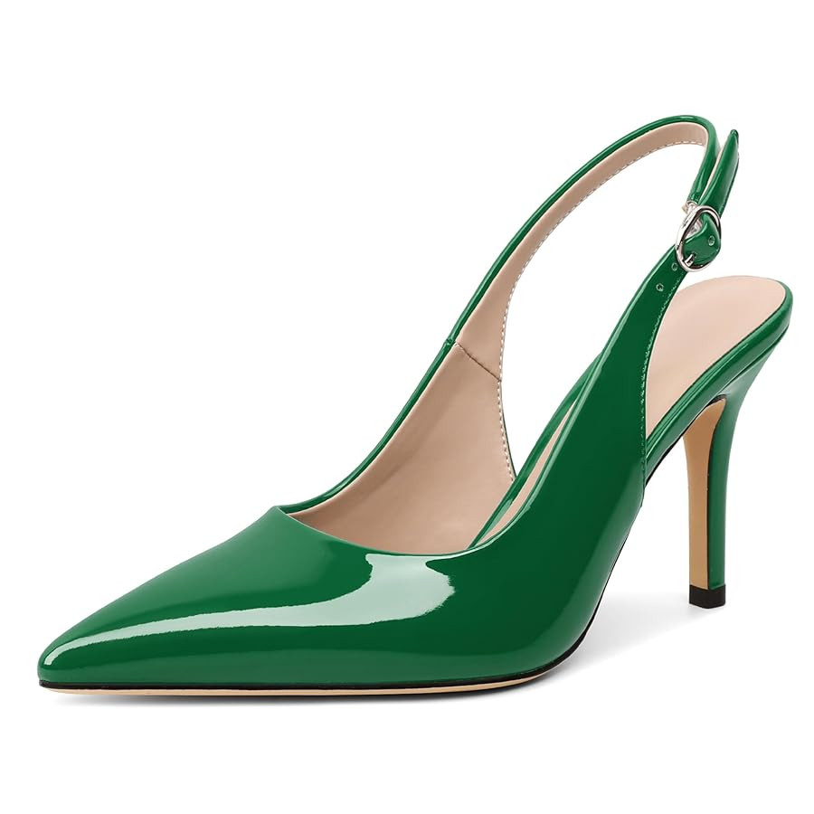 SAMMITOP Women's Pointed Toe Slingback Pumps Buckle Strap High Heels Stilettos Slip On Party Prom... | Amazon (US)