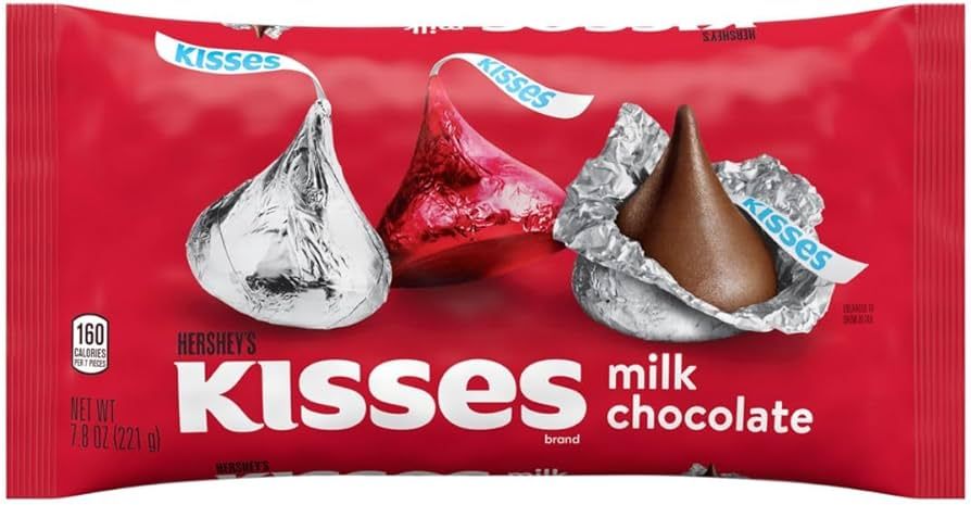 Hershey Valentine's Day Kisses Red and Silver Milk Chocolate Kisses - 7.8Oz | Amazon (US)