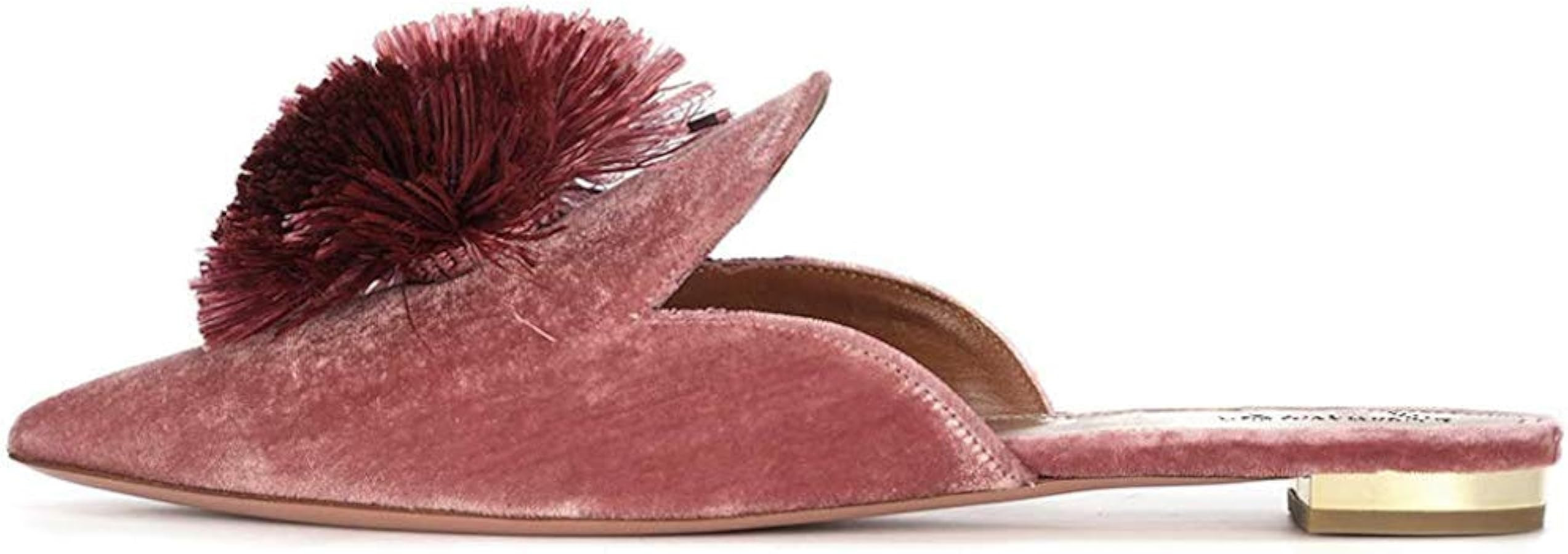 Divanne Mules for Women, Puff Pompom-Embellished Slip On Loafers Backless Pointed Toe Satin Mule ... | Amazon (US)