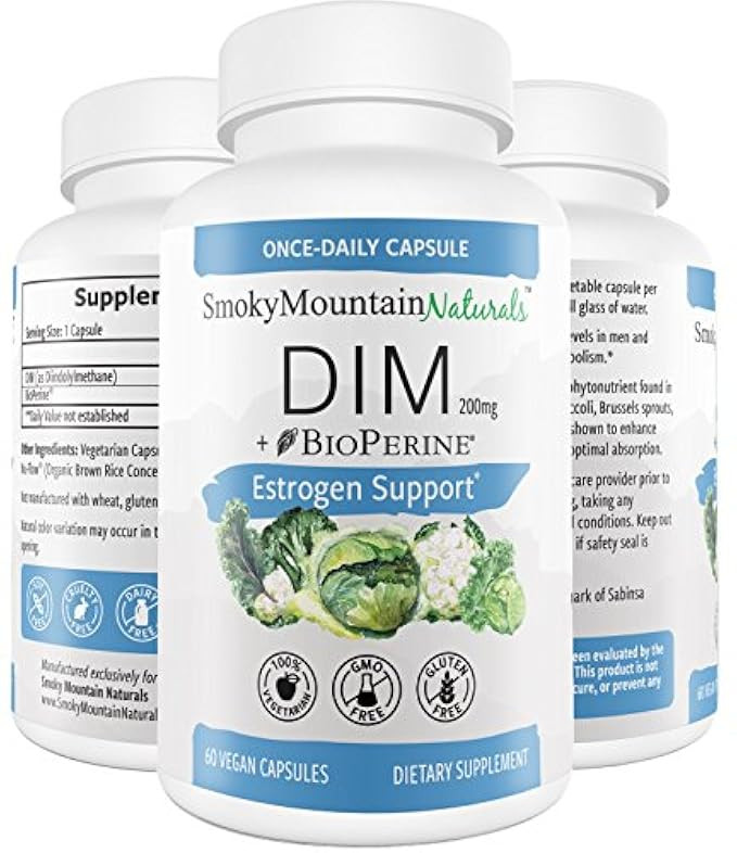 DIM Supplement 200mg Plus BioPerine (2 Month Supply of DIM) Estrogen Balance, Cystic Acne, PCOS, Hor | Amazon (US)